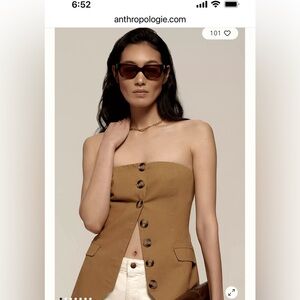 Anthropologie strapless cotton button down vest